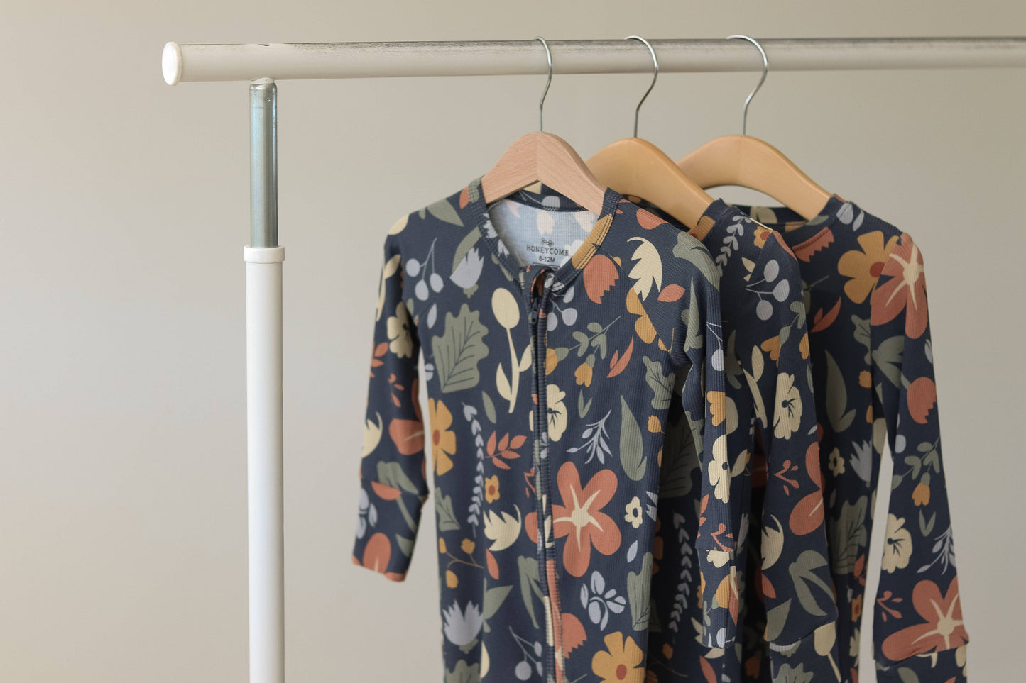 Dark Floral Zip Pajamas