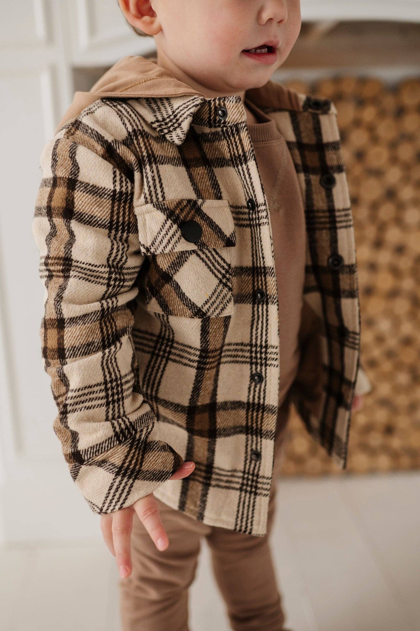Hooded Shacket: Desert Plaid