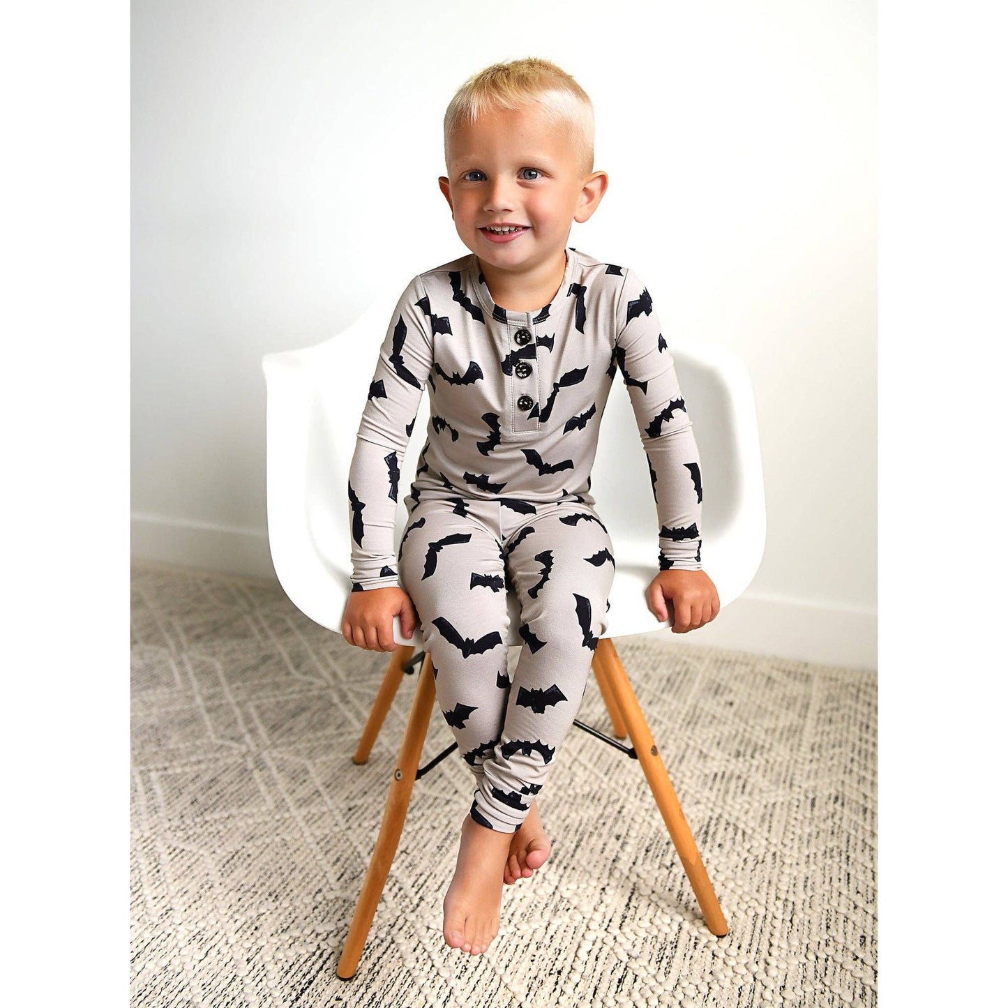 Vlad Gray Bats TWO PIECE Bamboo Halloween Kids Lounge Set