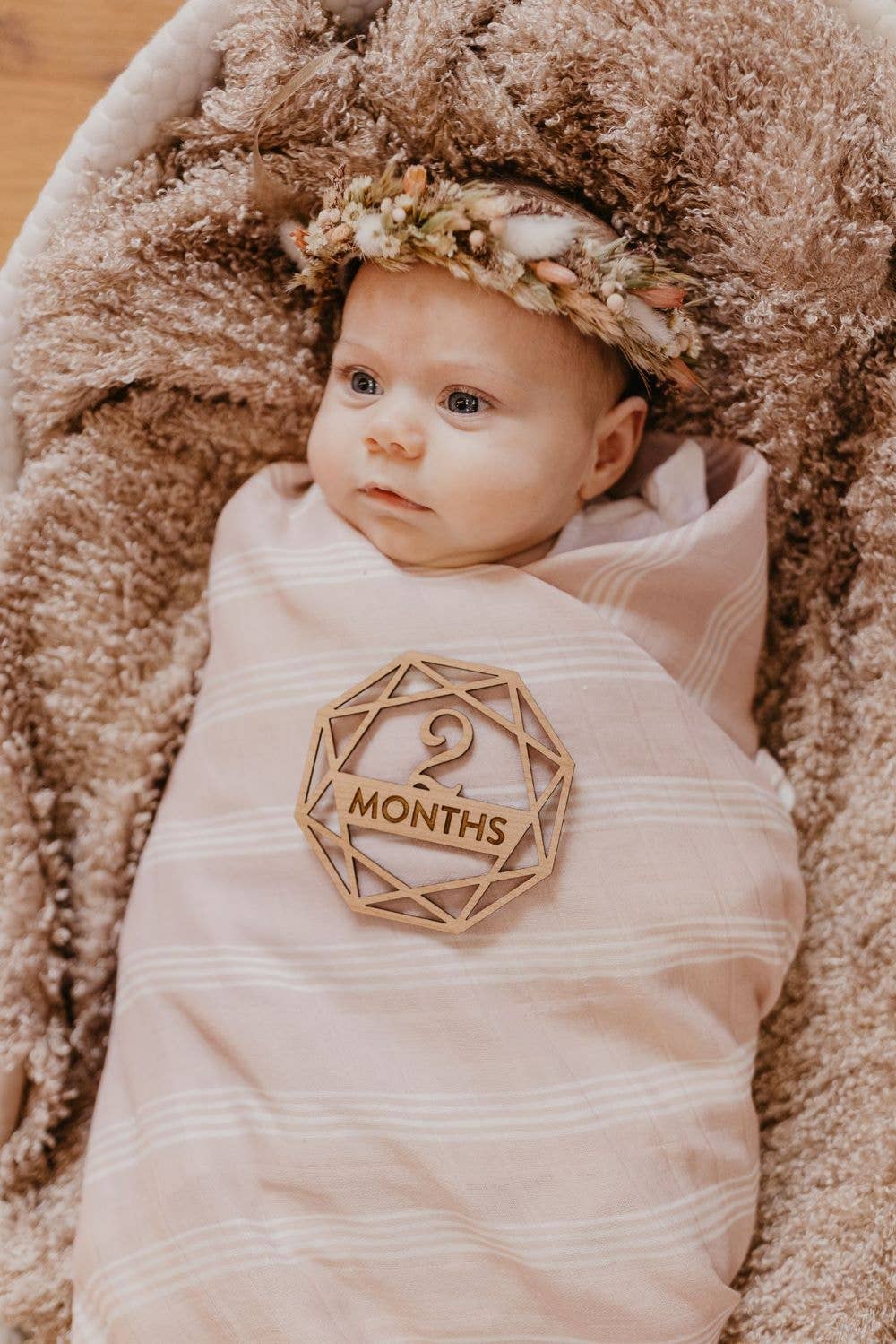 Muslin Swaddle Baby Blanket – Stripe: Smoke Rose