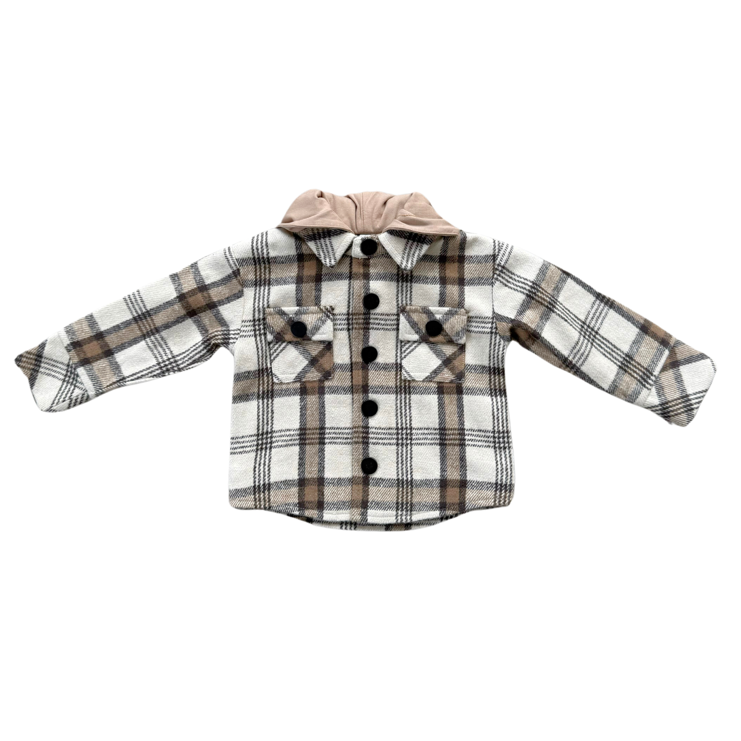 Hooded Shacket: Desert Plaid