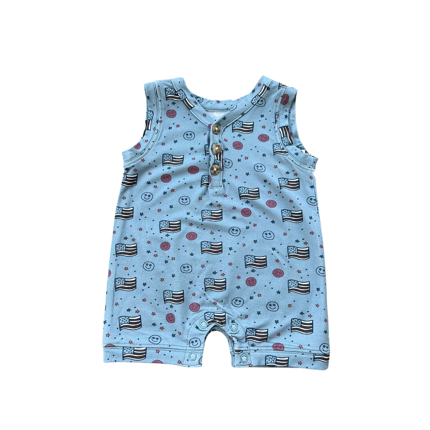 S25 Americana: Boy's Sleeveless Romper: Burgers 'n Dogs