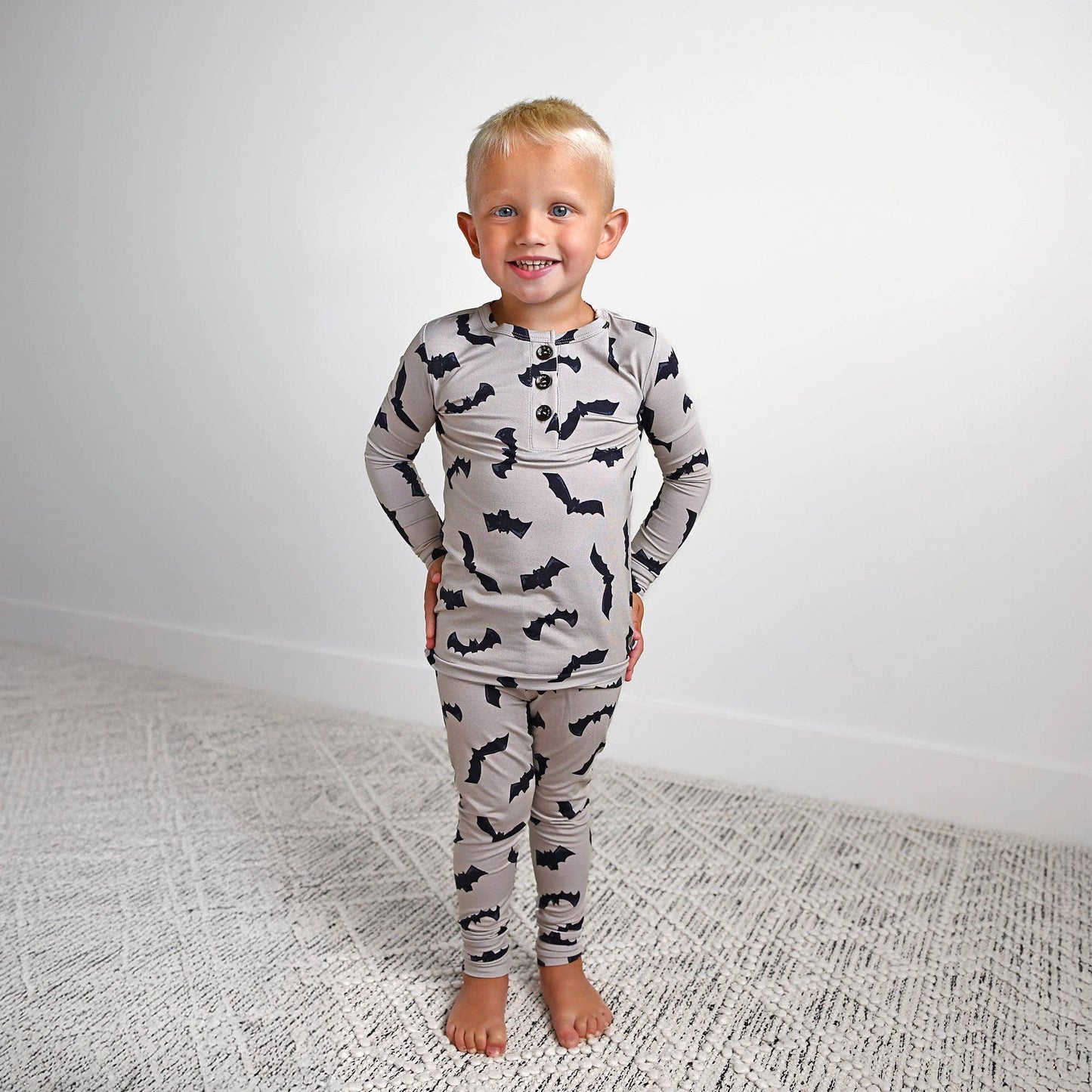Vlad Gray Bats TWO PIECE Bamboo Halloween Kids Lounge Set