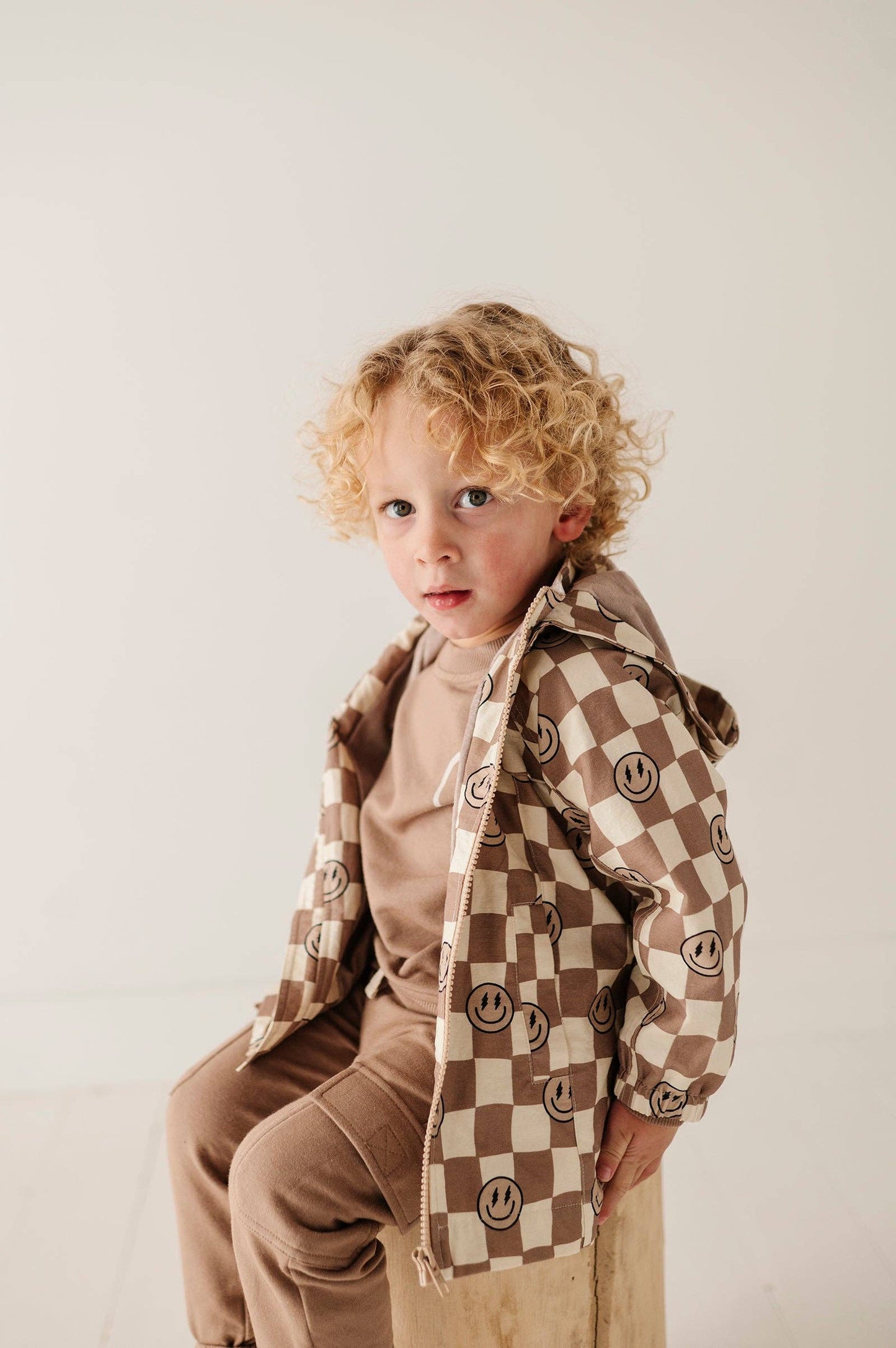 Cotton Jacket: Smiley Check in Portabella