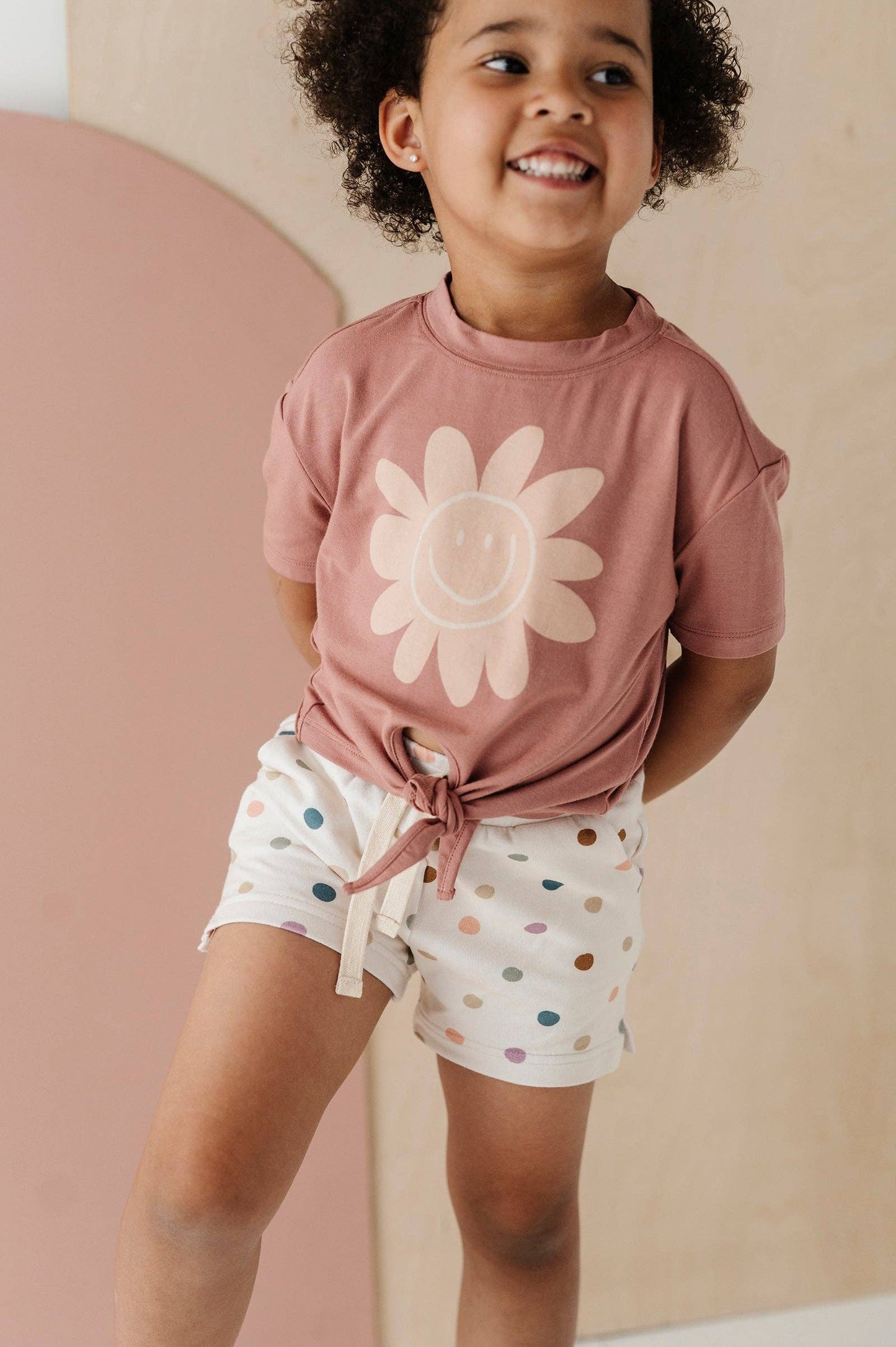 Girl's Tie Front Shirt: Retro Smiley /