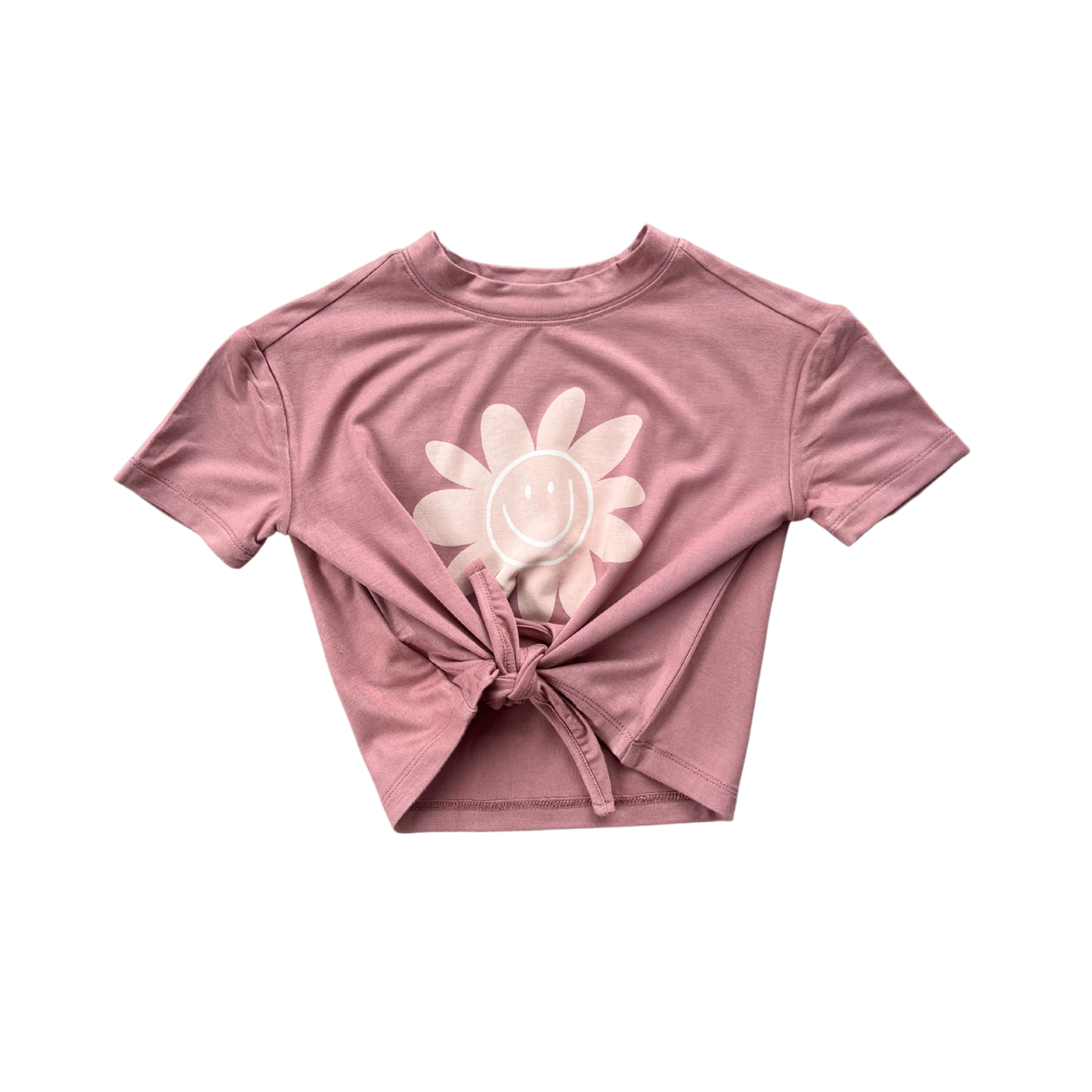 Girl's Tie Front Shirt: Retro Smiley /