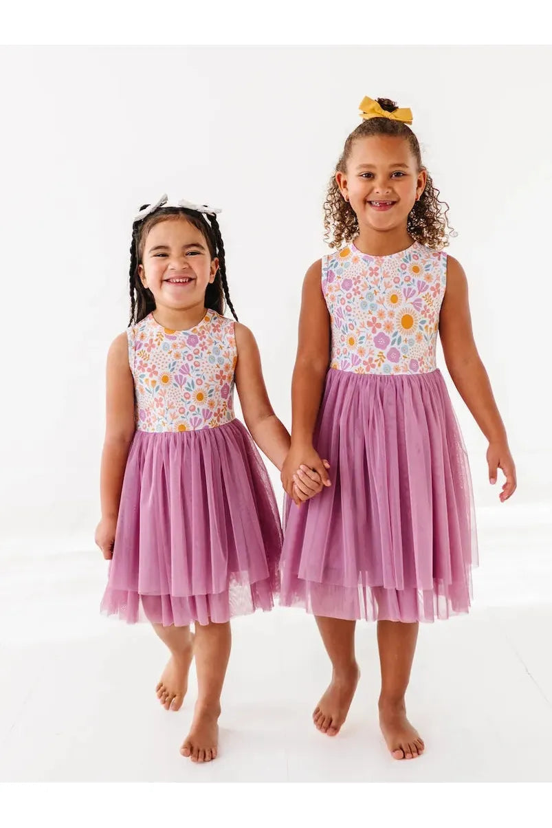Kids Bamboo + Tulle Tutu Dress - Spring Floral Daisy