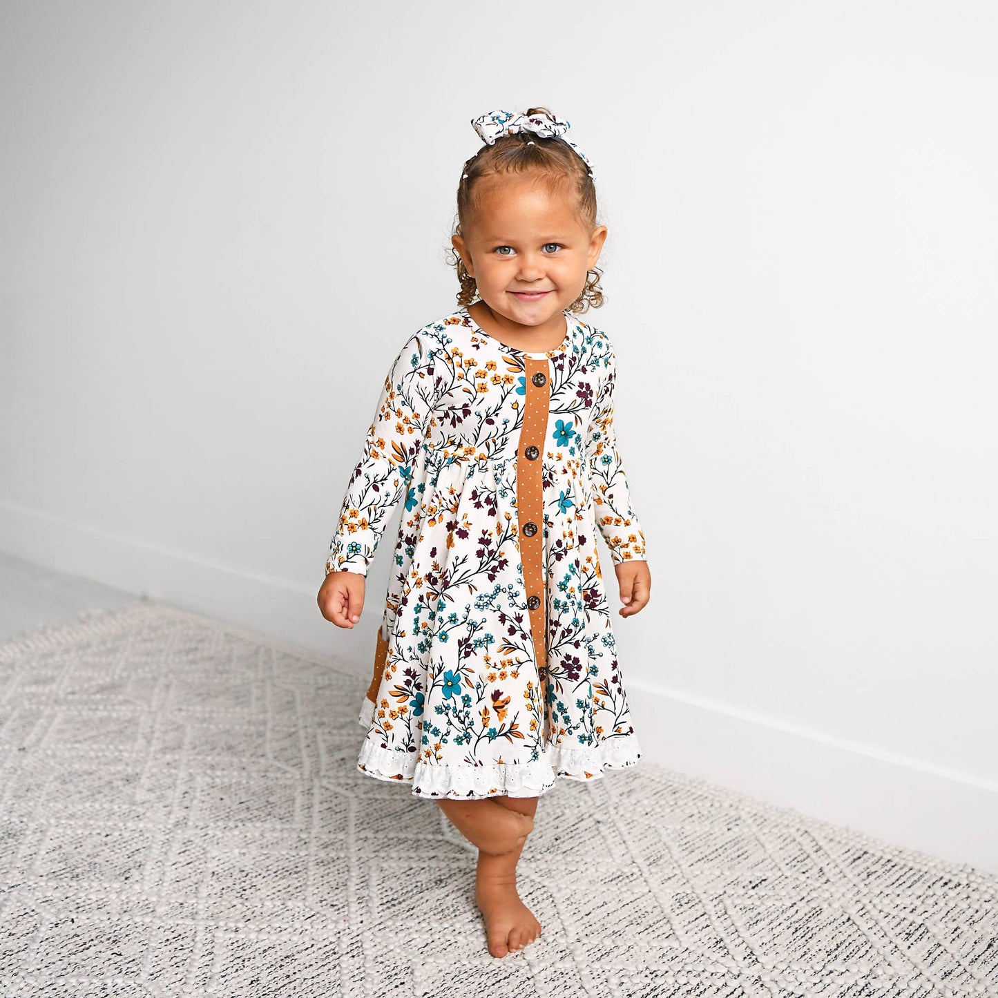 Maren Floral BUTTON DRESS Kids Fall Outfit
