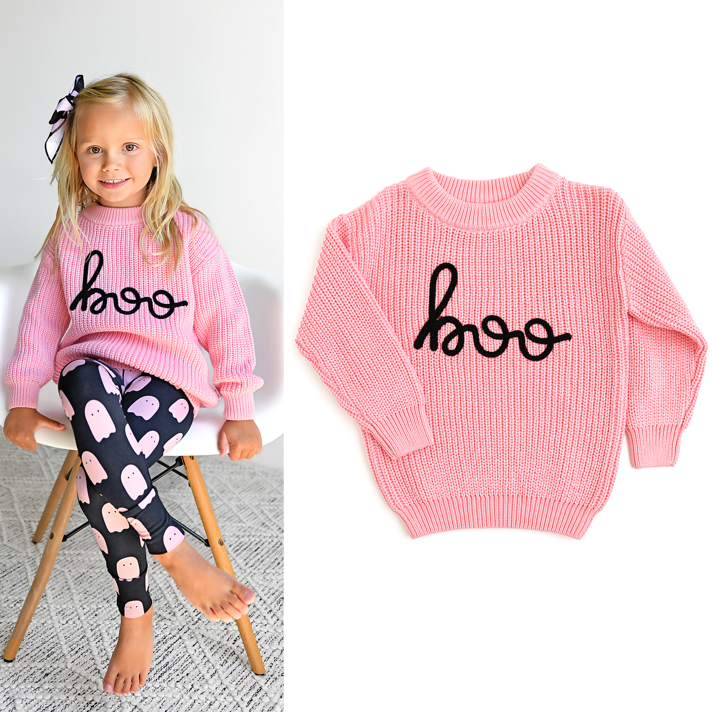 Boo Pink SWEATER Halloween Kids Top
