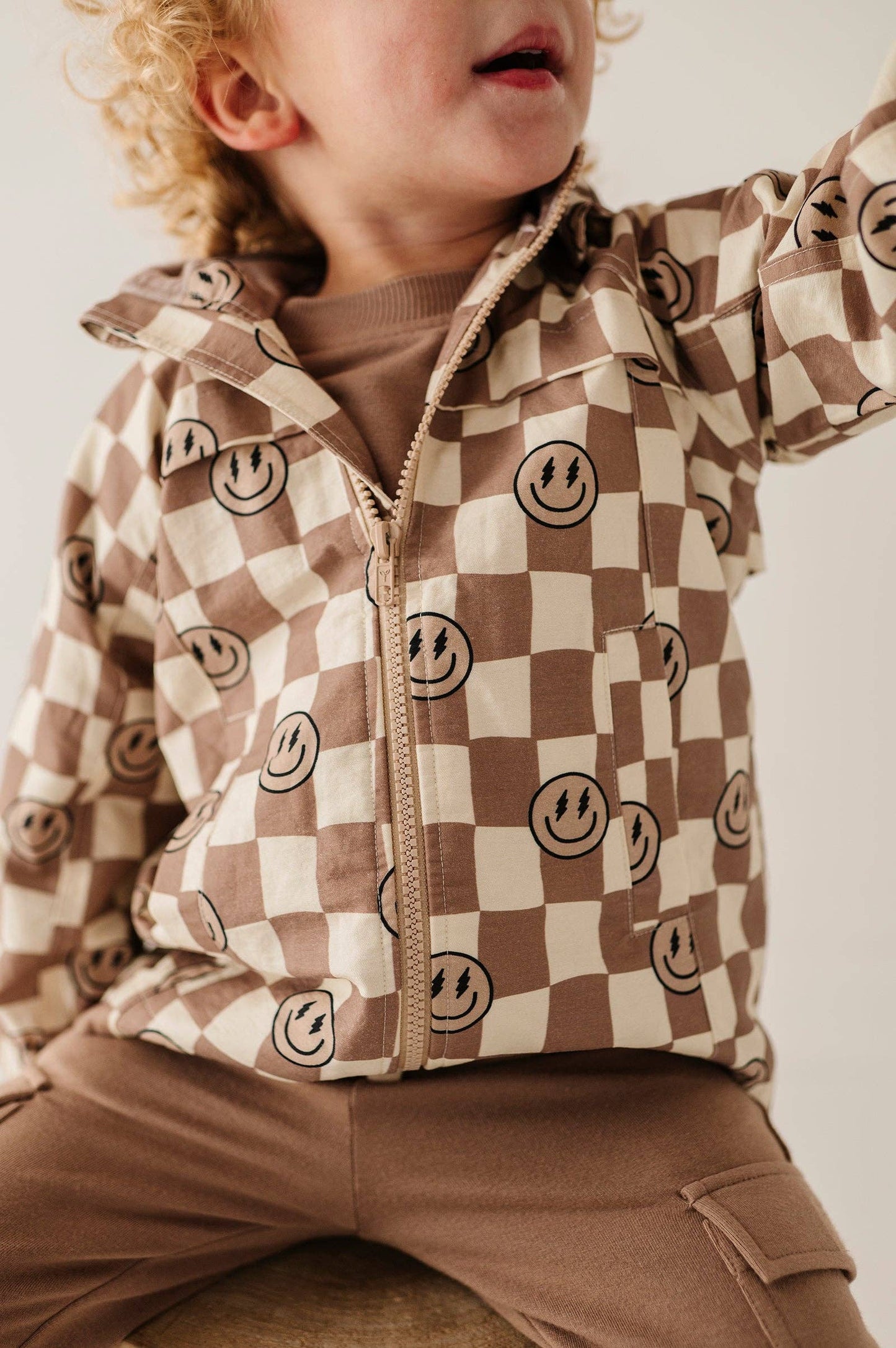 Cotton Jacket: Smiley Check in Portabella