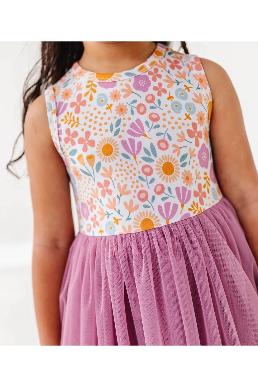 Kids Bamboo + Tulle Tutu Dress - Spring Floral Daisy