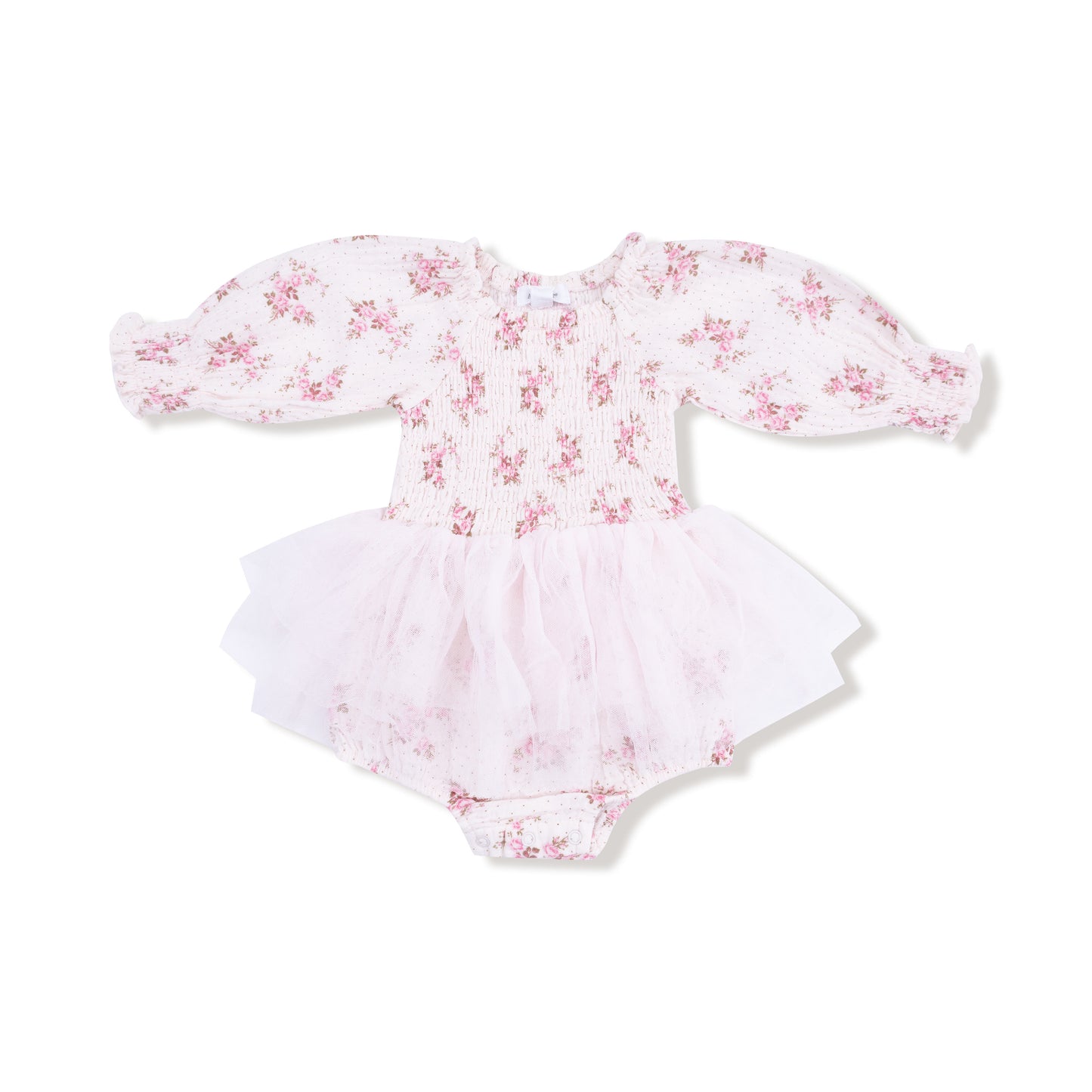 Belle Rosette Dot - L/s Smocked Bubble W/ Tutu