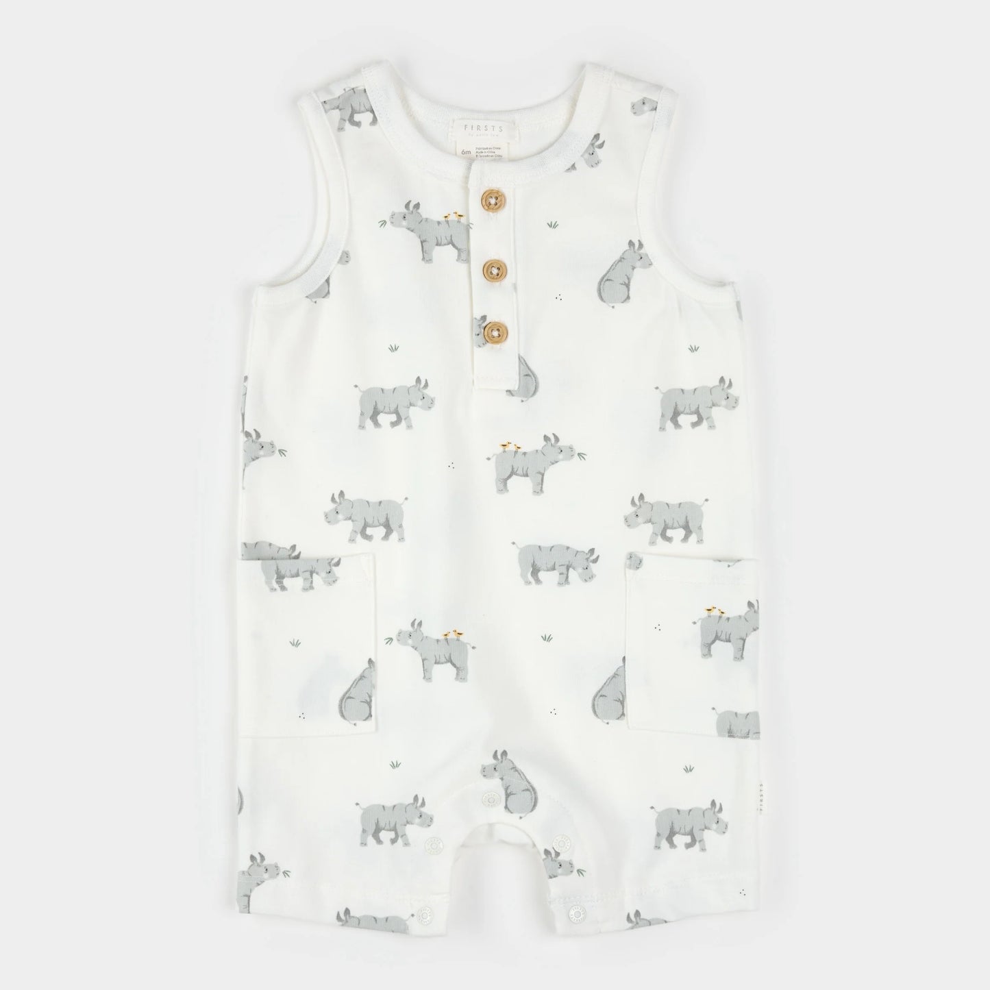 Rhino Print Sleeveless Romper
