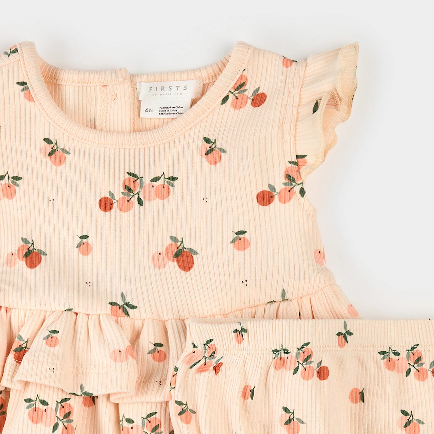 Agrumes Print on Barely Coral Ribbed Outfit Set