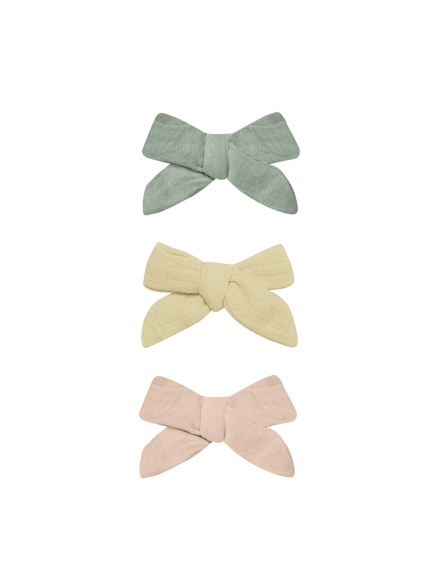 Bow w. Clip, Set of 3 || Sage, Yellow, Melon