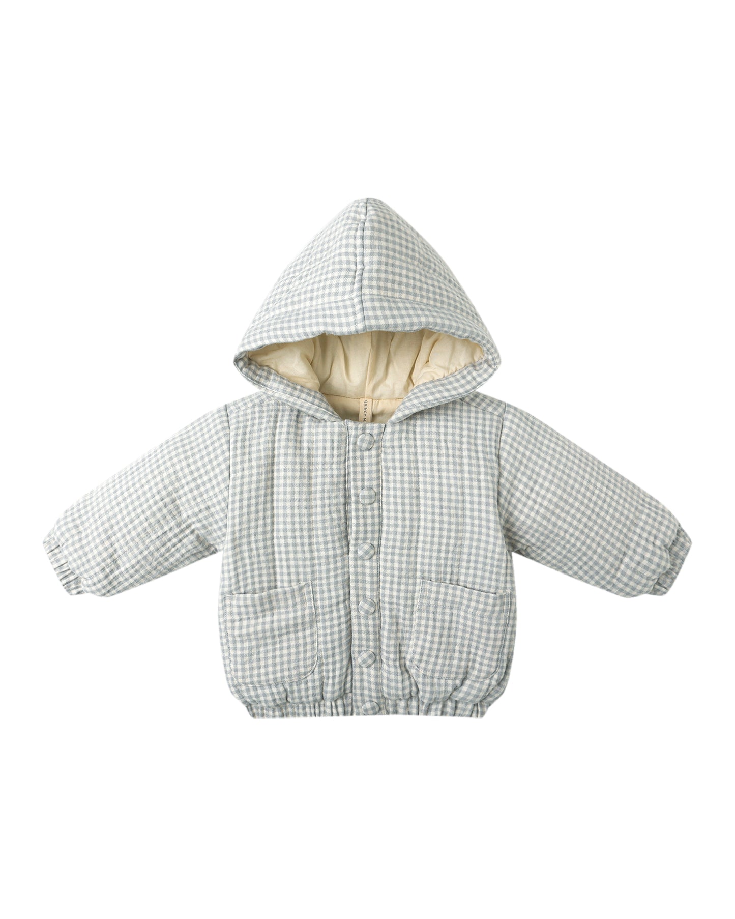 Hooded Woven Jacket || Ble Gingham
