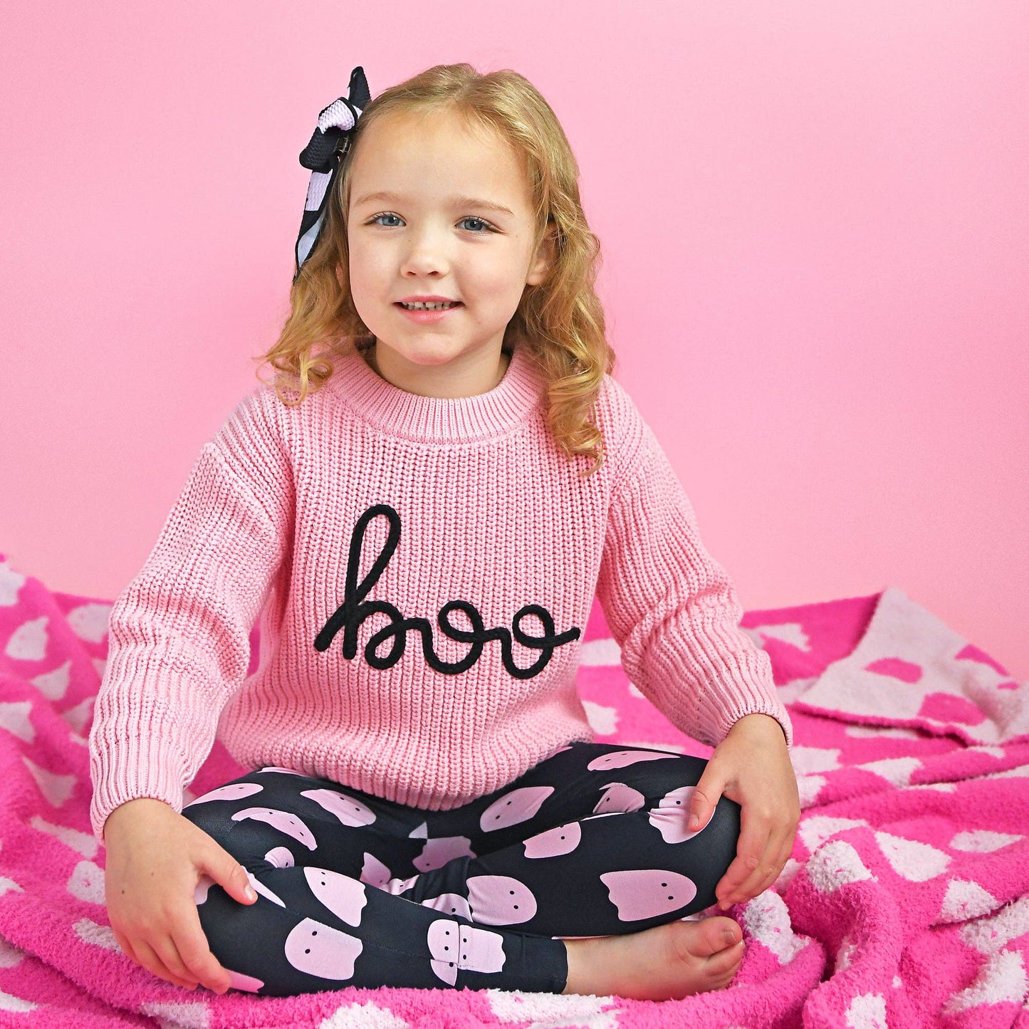 Boo Pink SWEATER Halloween Kids Top