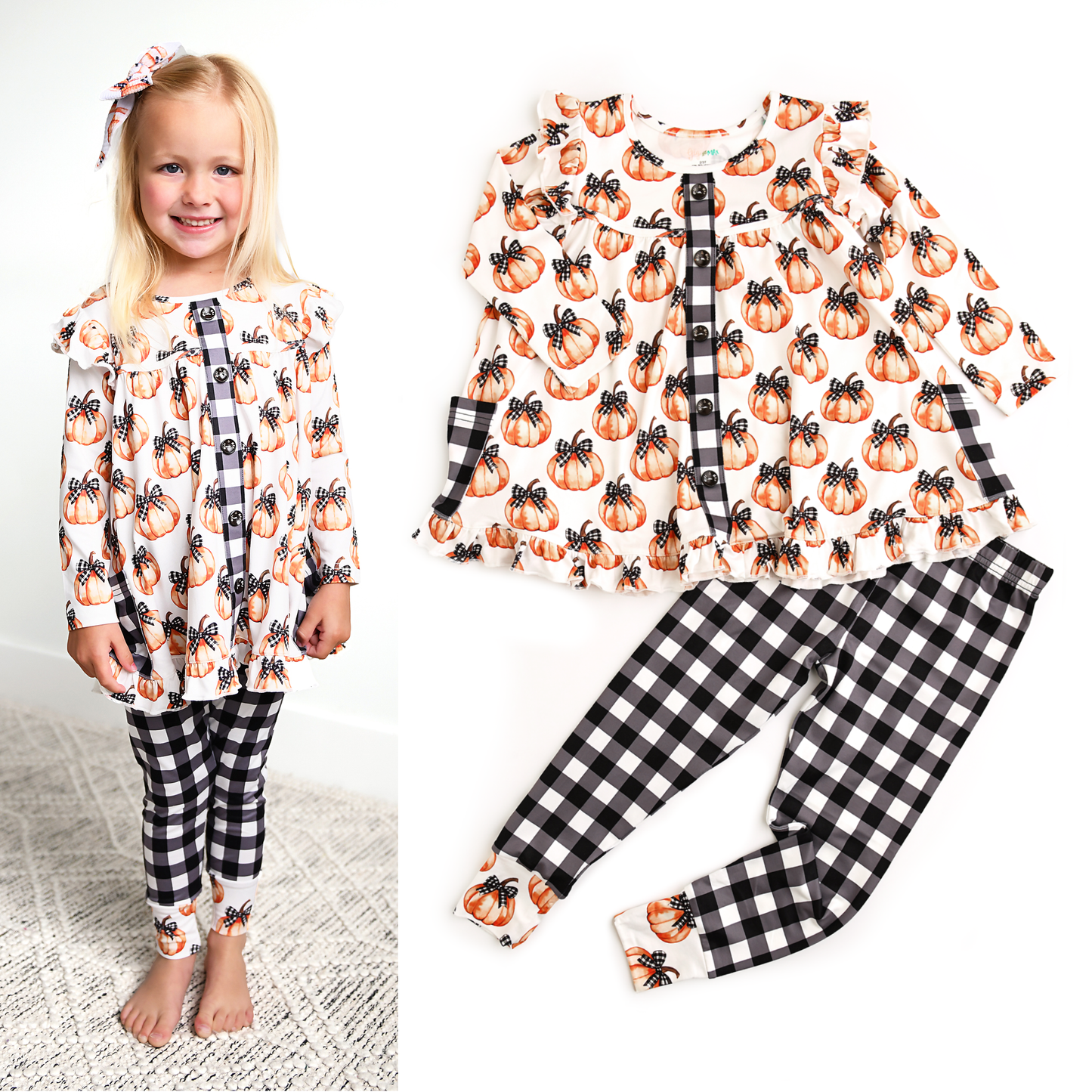 Lilith Pupmkin PEPLUM SET Kids Halloween Outfit: (runs big)