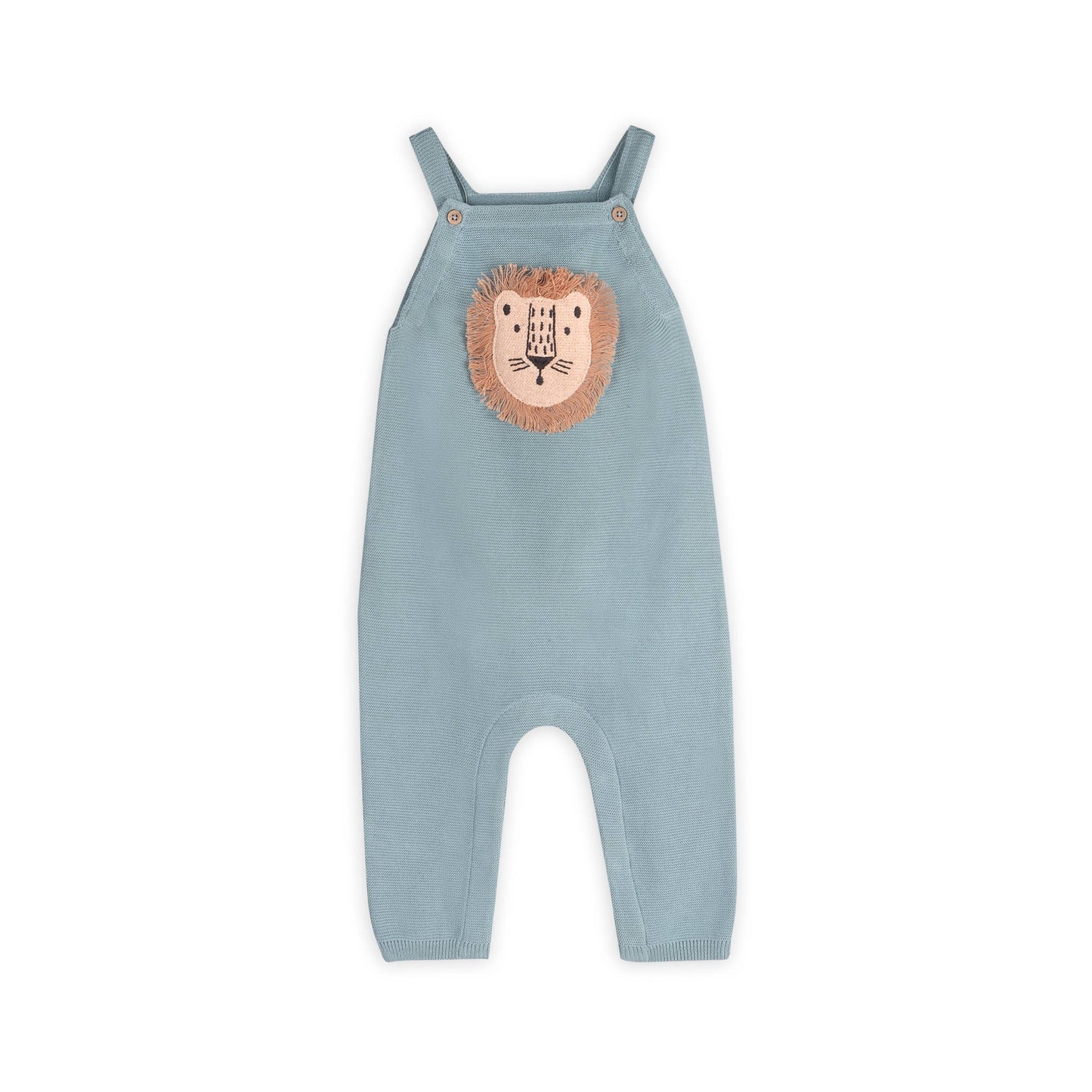 Lion Applique Sweater Knit Baby Overall Set (Organic Cotton): Ocean Teal
