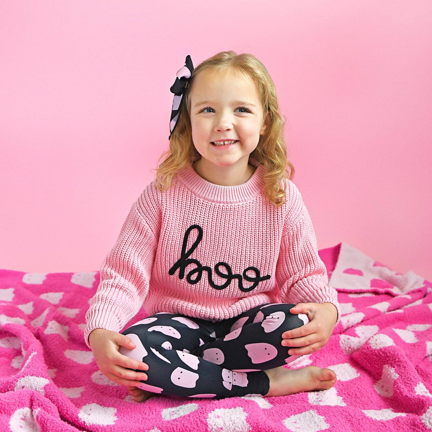 Boo Pink SWEATER Halloween Kids Top