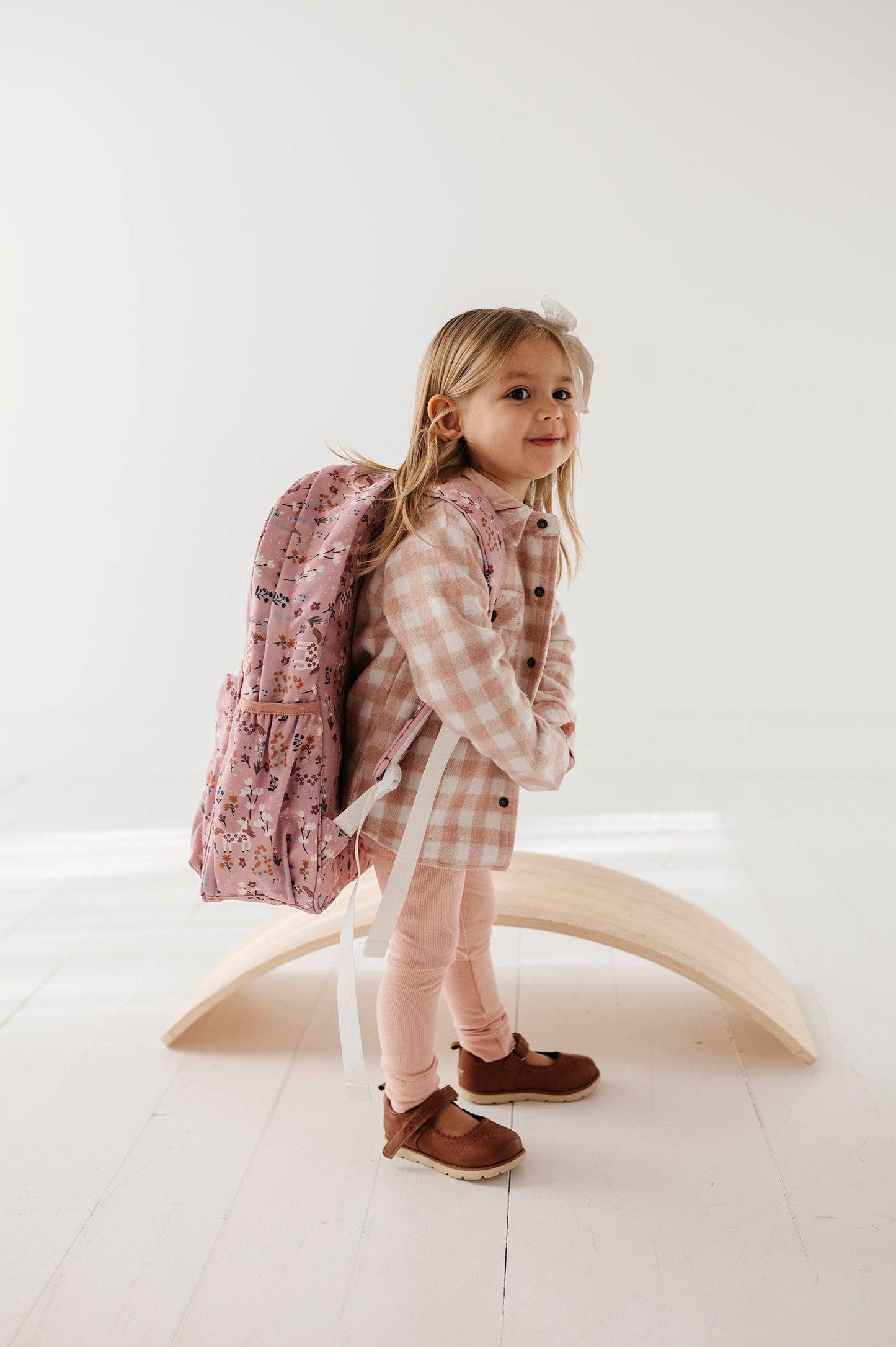 Hooded Shacket: Misty Rose Plaid