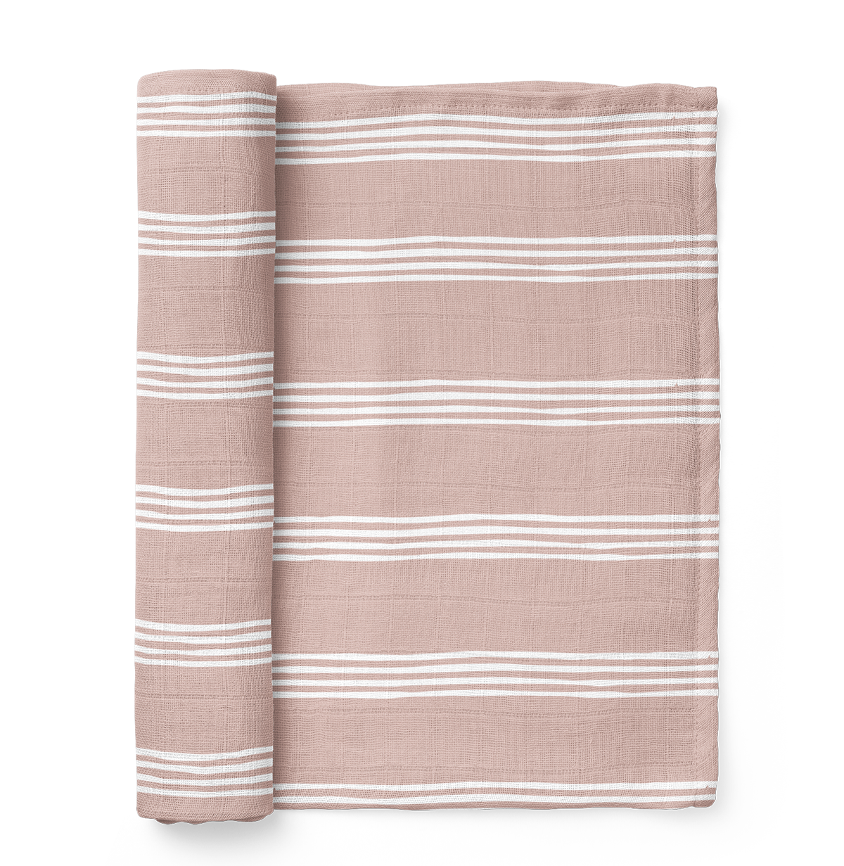 Muslin Swaddle Baby Blanket – Stripe: Smoke Rose