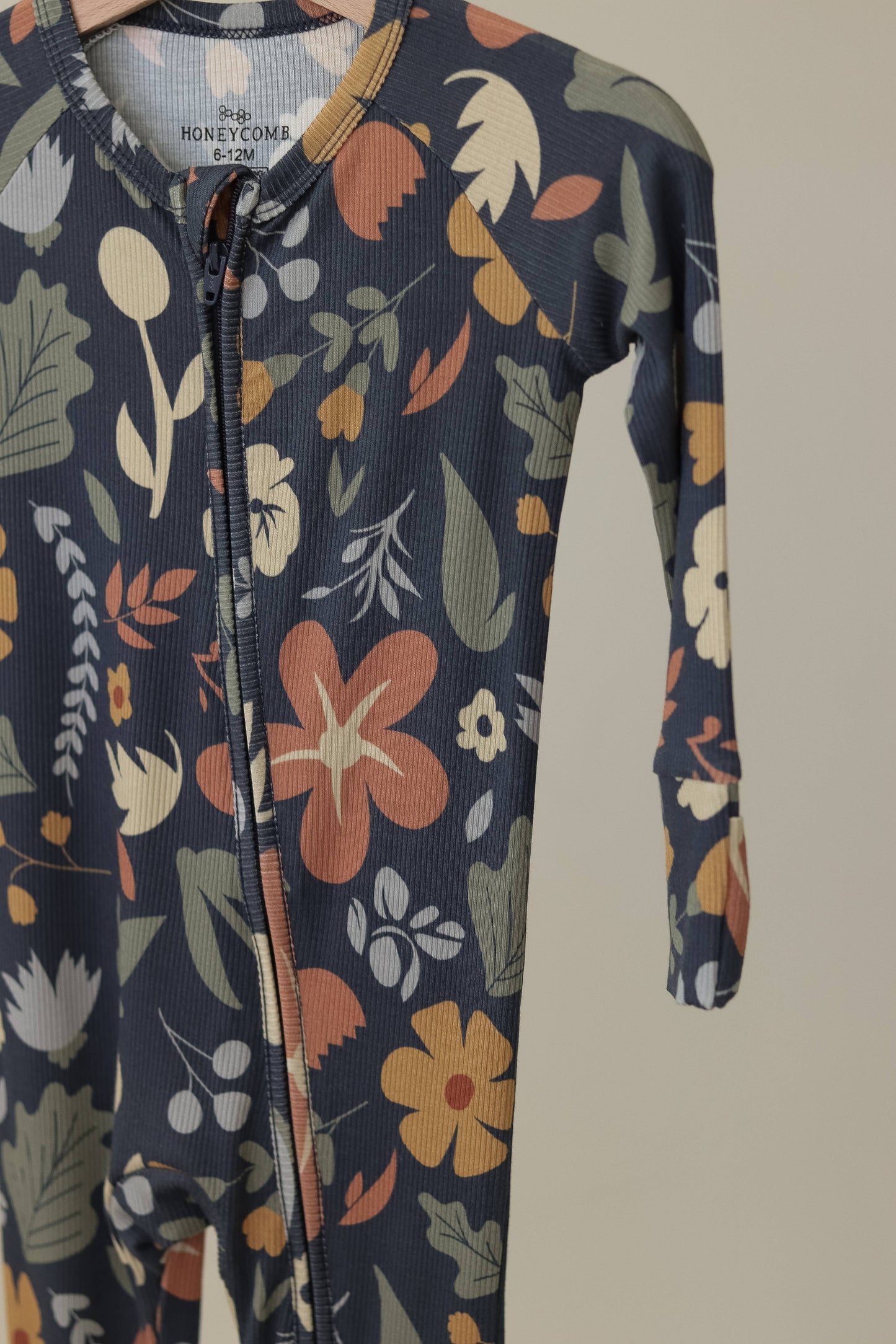Dark Floral Zip Pajamas