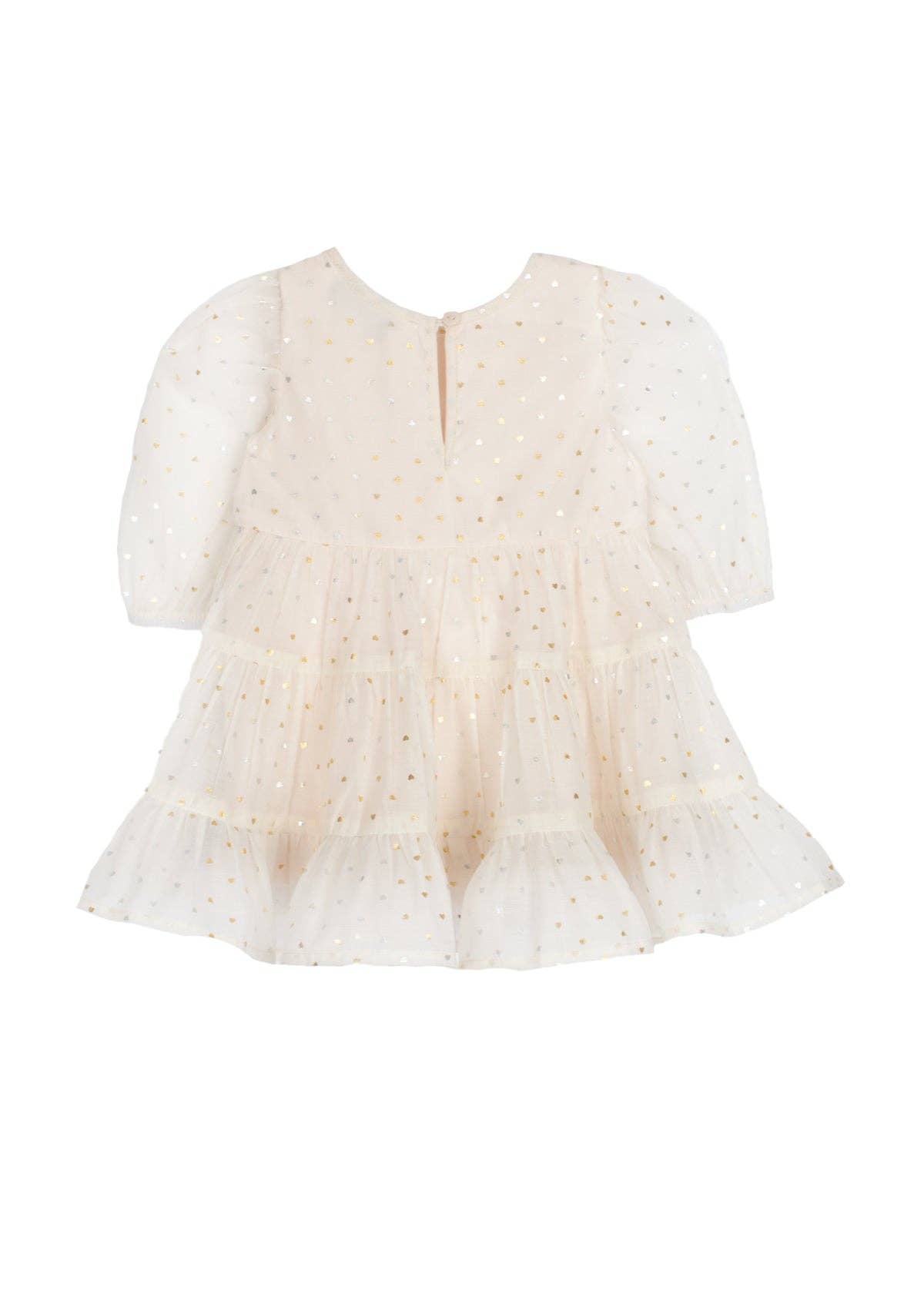 Heart of Gold Toddler Dress: White