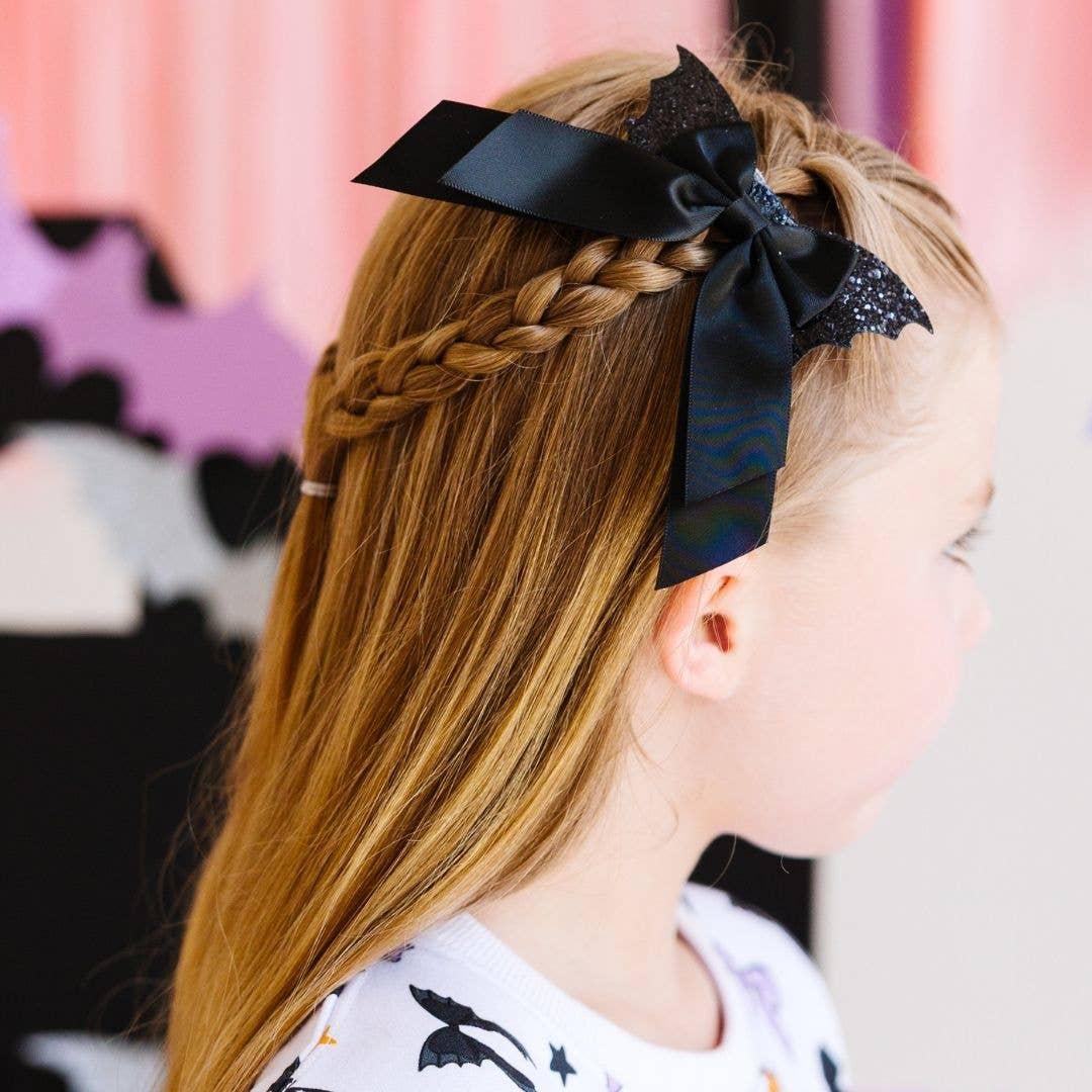 Glitter Bat Halloween Coquette Bow Clip - Hair Bows