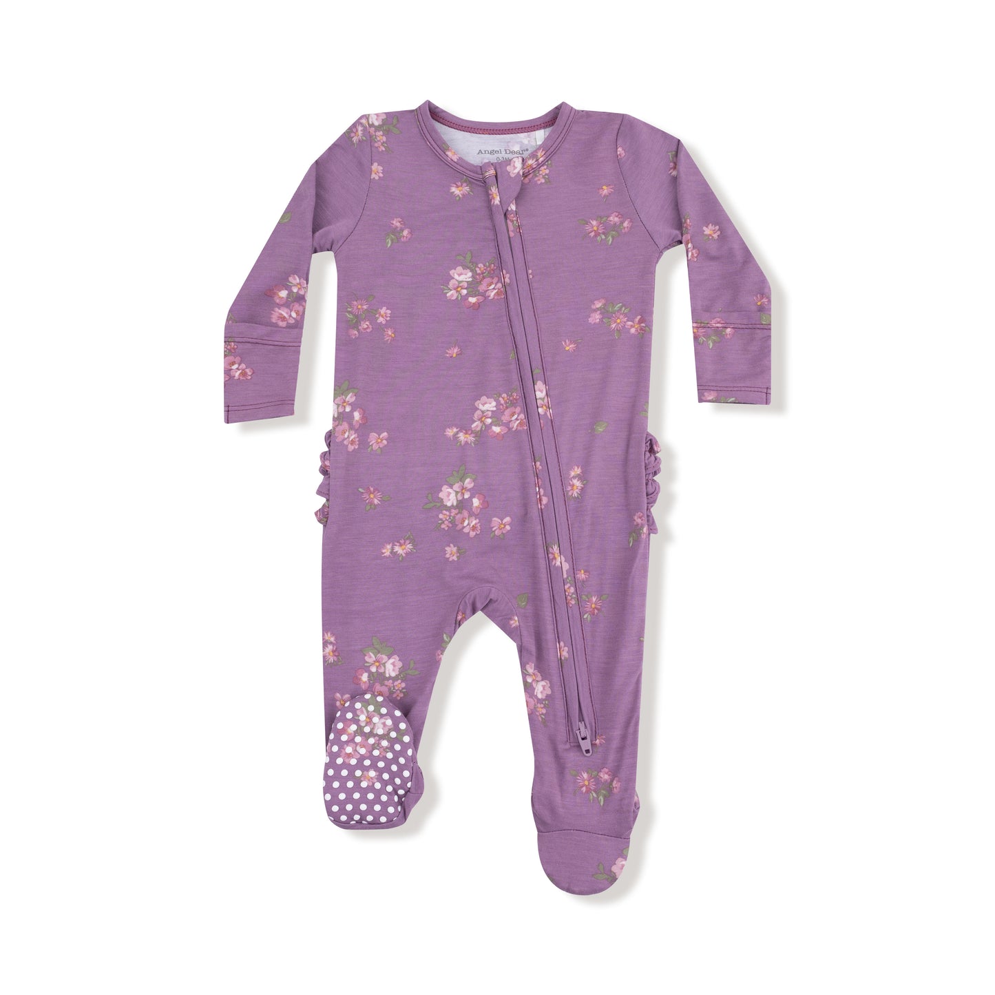 Woodsorrel- Modal Rib - 2 Way Ruffle Zipper Footie