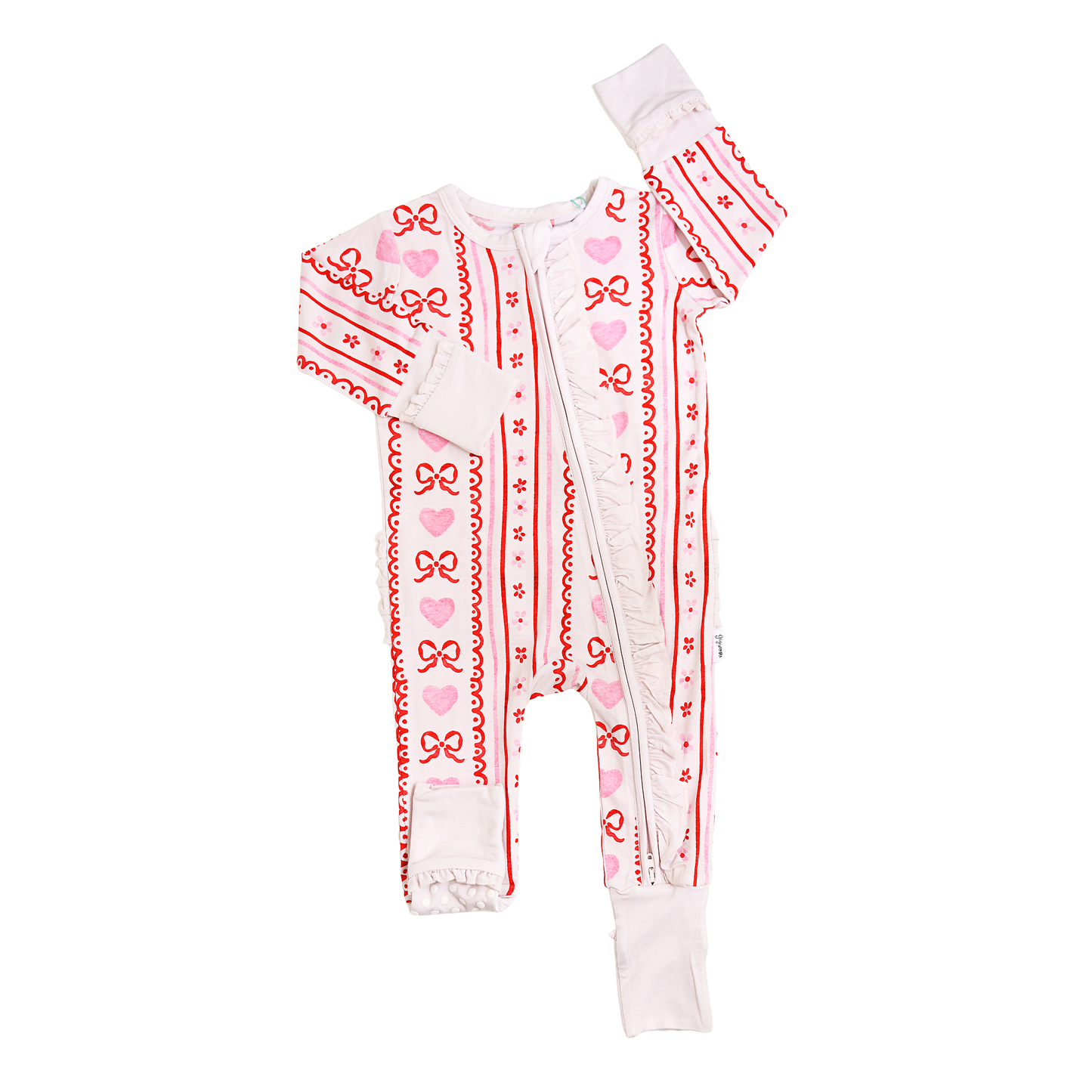 Hallie RUFFLE ZIP Valentines Day Bamboo 1PC Baby Clothing