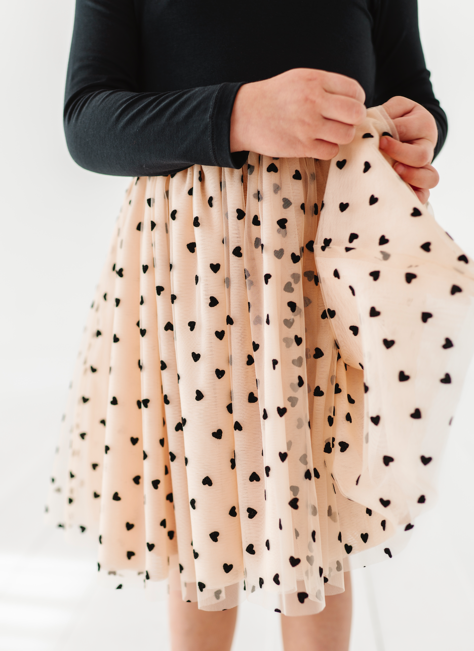 Kids Velvet Heart Dress - Girls Tulle Holiday Dress - Margot: 2