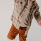 Hooded Shacket:Toffee Beige Plaid