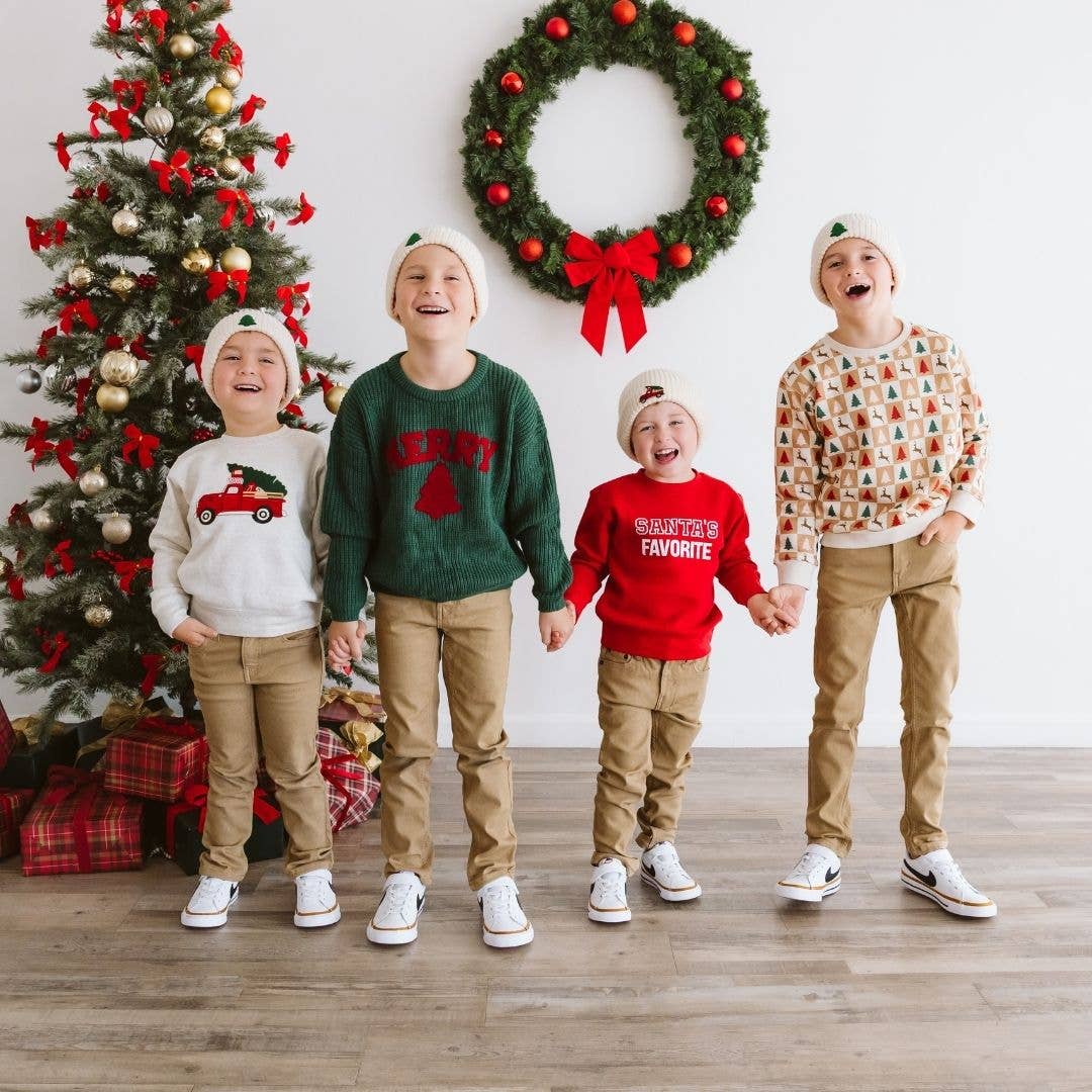 Christmas Truck Patch Sweatshirt - Natural - Boys Clothing