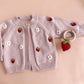 Cotton Strawberry Flower Cardigan, Blush | Baby Sweater