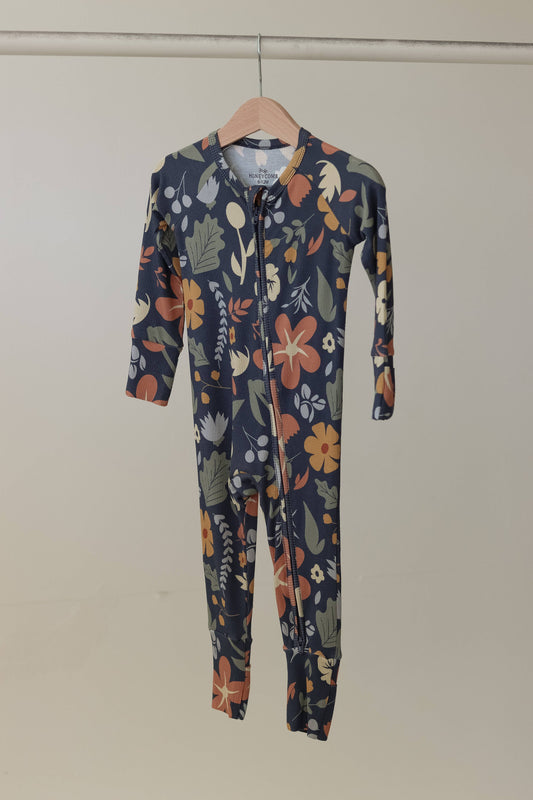 Dark Floral Zip Pajamas