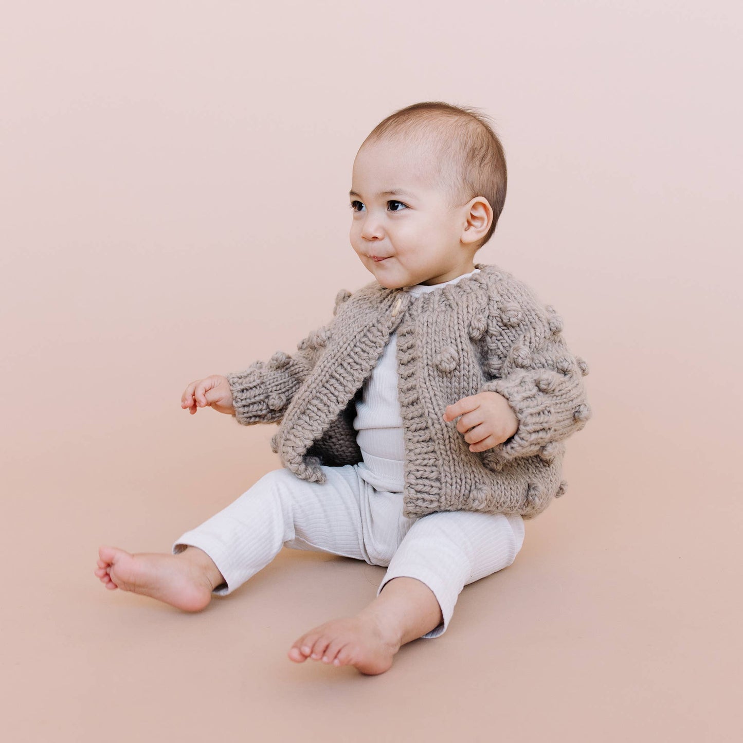 Popcorn Cardigan Flax Sweater