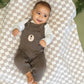 Bear Sweater Knit Baby Overall & Bodysuit Set (Organic): Cocoa Heather