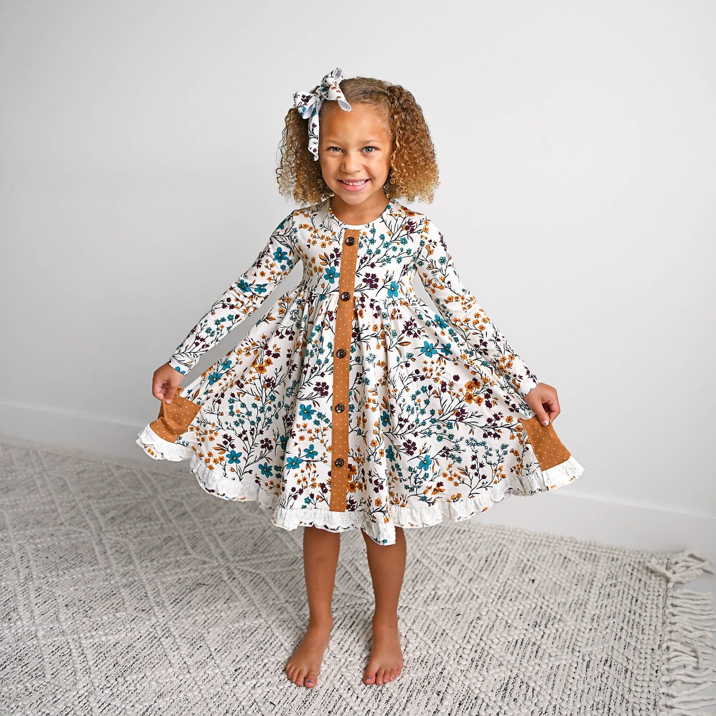 Maren Floral BUTTON DRESS Kids Fall Outfit