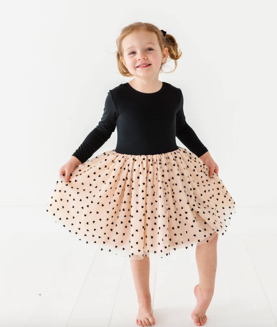 Kids Velvet Heart Dress - Girls Tulle Holiday Dress - Margot: 2