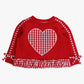Girls Heart Red Gingham Applique Ruffle Bow Sweatshirt: Red