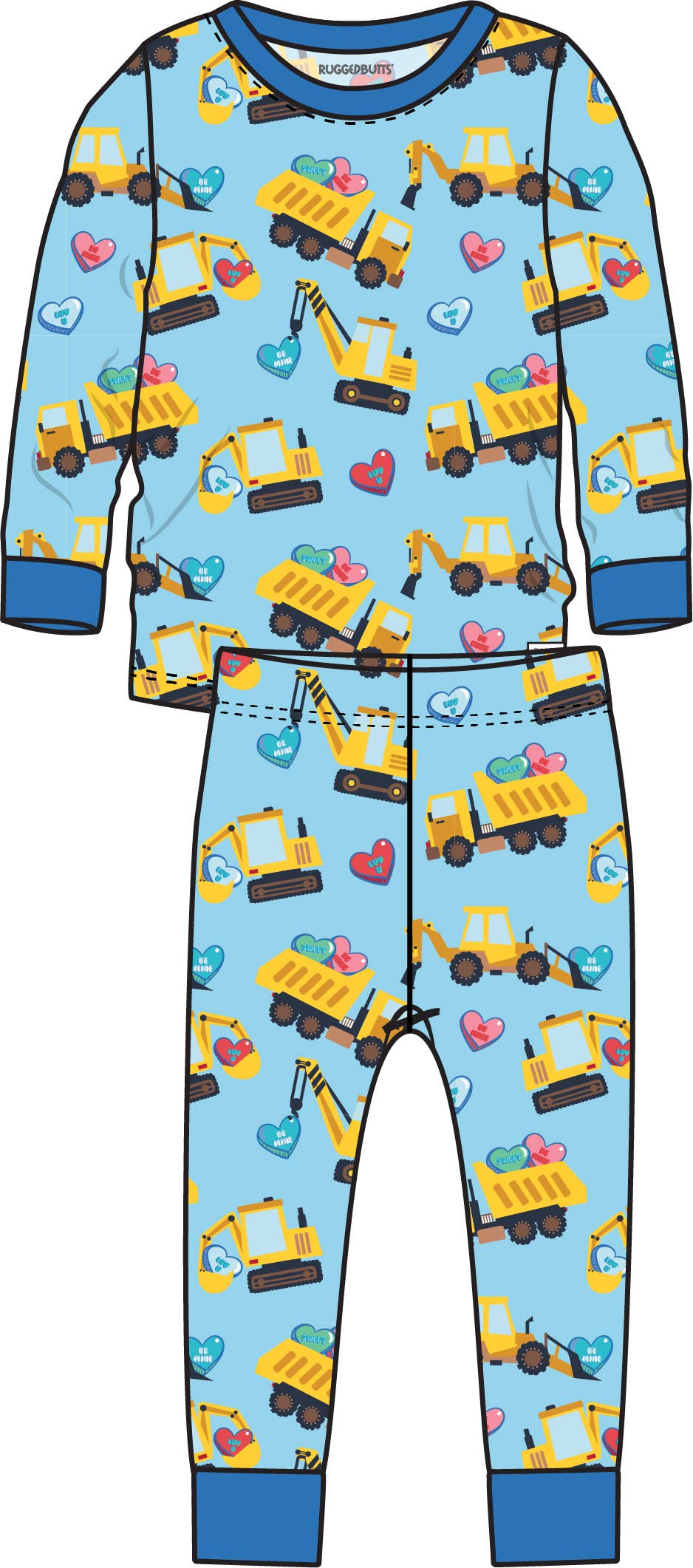 SoftSnooze™ Kids Bamboo Viscose Loads of Love Long Sleeve Pajama Set: Blue
