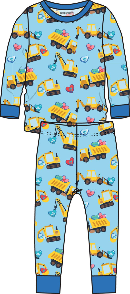 SoftSnooze™ Kids Bamboo Viscose Loads of Love Long Sleeve Pajama Set: Blue