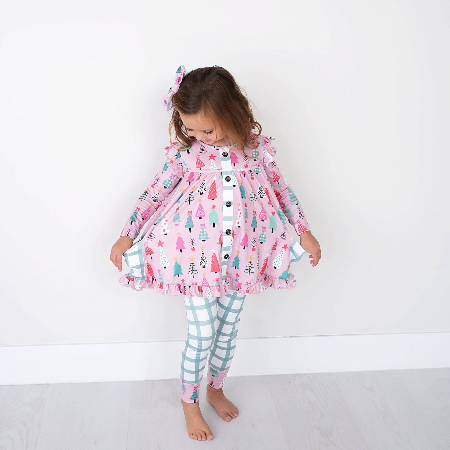 Noelle Pink Trees Peplum Set (runs big!)