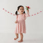 Girl's Long Sleeve Ruffle Dress: Checkered Girl's Hearts