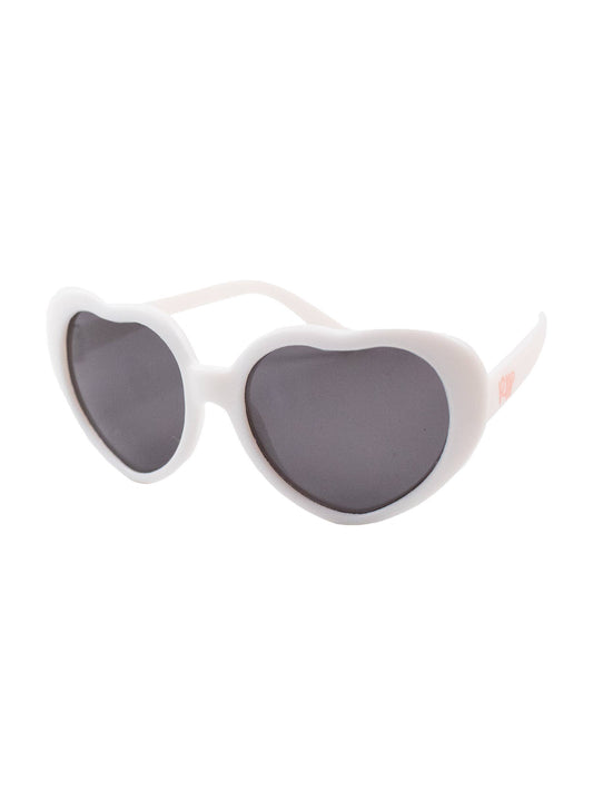 Girls White Heart Shaped Sunglasses: White / 2T-10