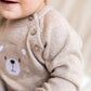 Teddy Bear Applique Baby Raglan Pullover (Organic Cotton): Oat Heather