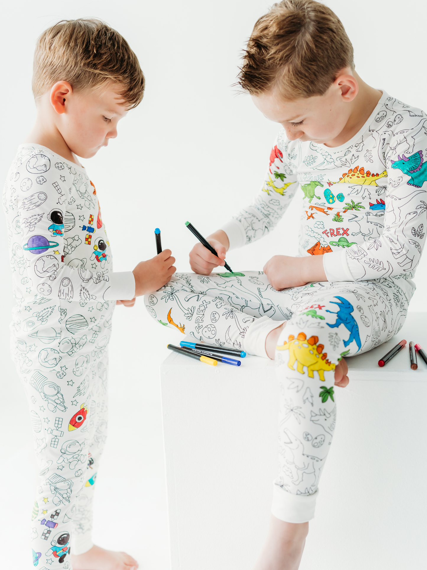 Space Coloring Pajamas 2 piece set made from Bamboo