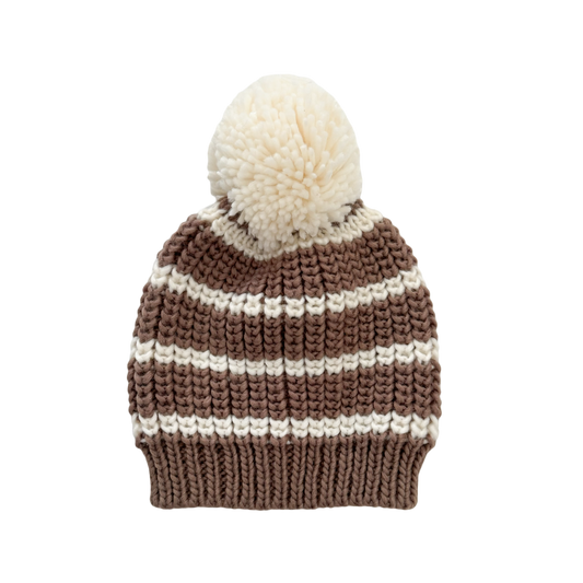 Rib Knit Stripe Hat, Tan | Baby & Kid Accessories