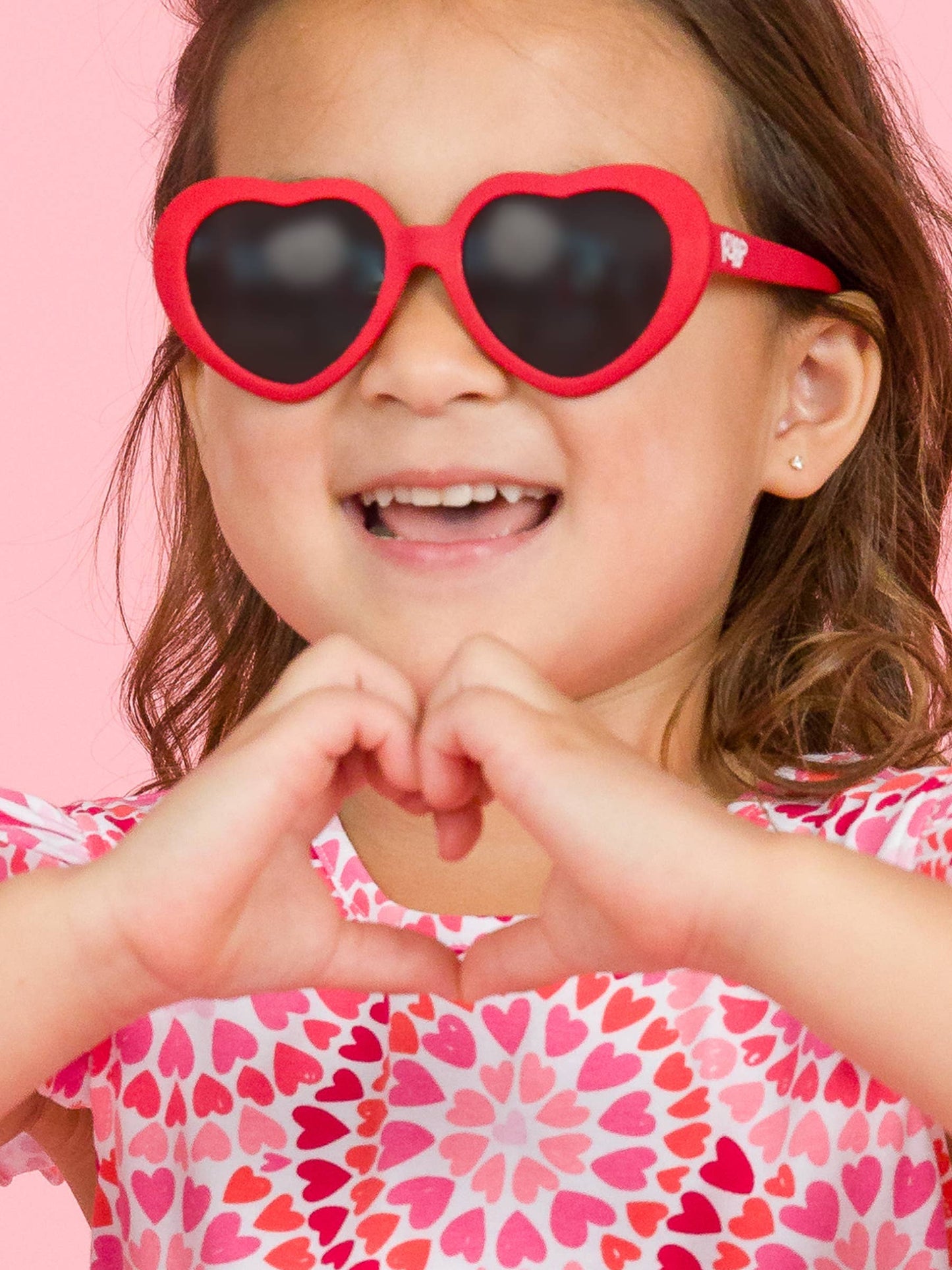 Girls Red Heart Shaped Sunglasses: Red / 2T-10